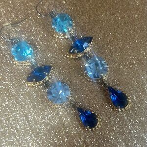 Blue Crystal Drop Earrings